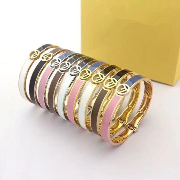 fashion bracelet titanium jewelry letter f bracelet luxury designer jewelry gold bracelet bangle, Black